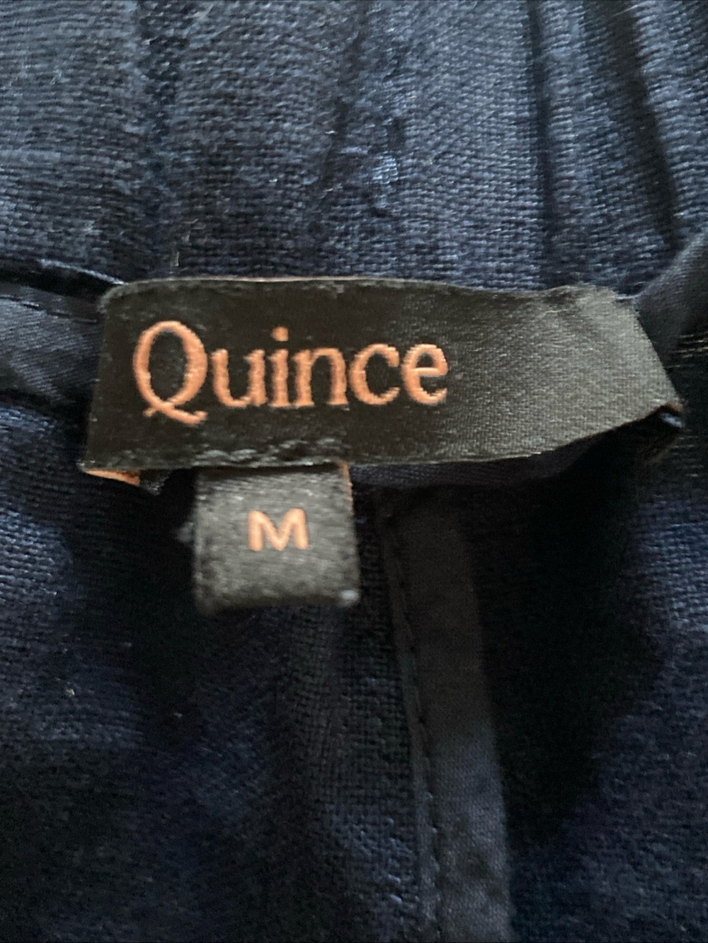 Quince linen Elastic Waist Navy Pants straight leg Womens medium - Picture 3 of 4